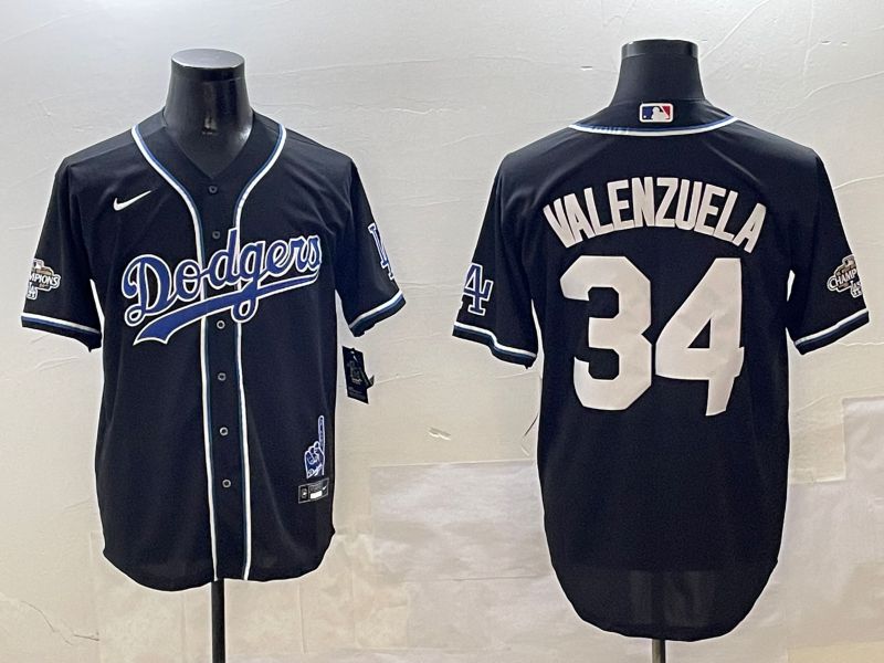 Men Los Angeles Dodgers 34 Valenzuela Black Fashion Game 2025 Nike MLB Jersey style 306